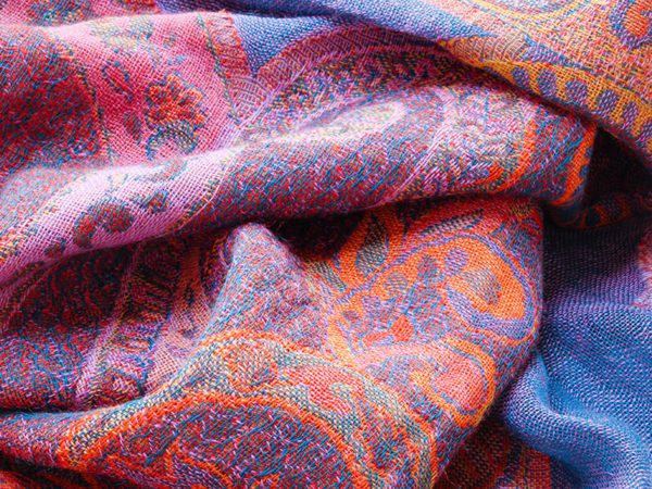 Handgeweven paisley wollen sjaal uit India