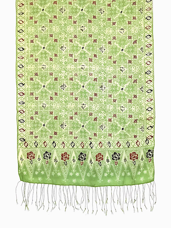 Lichtgroene batik zijden sjaal uit Bali