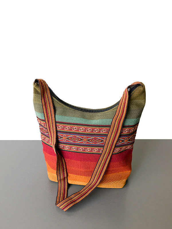 Handgemaakte wollen schoudertas uit Peru