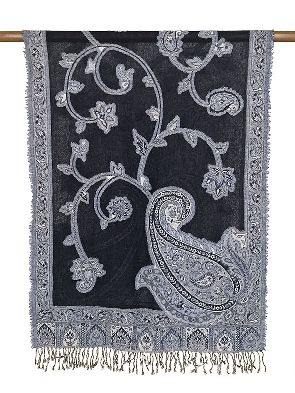 Handgemaakte marineblauwe wollen sjaal uit India