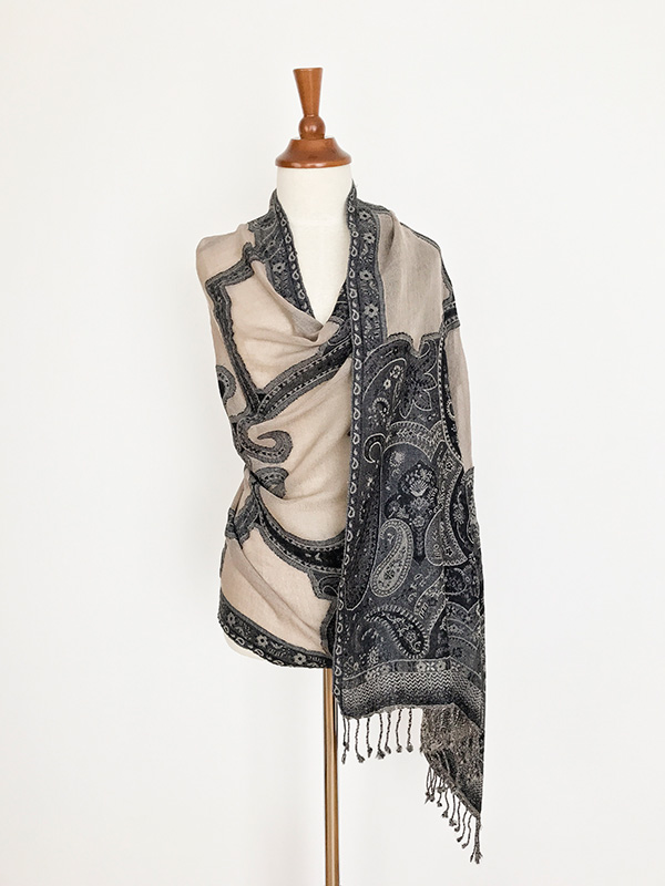 Jamawar wollen sjaal met paisley motief uit India